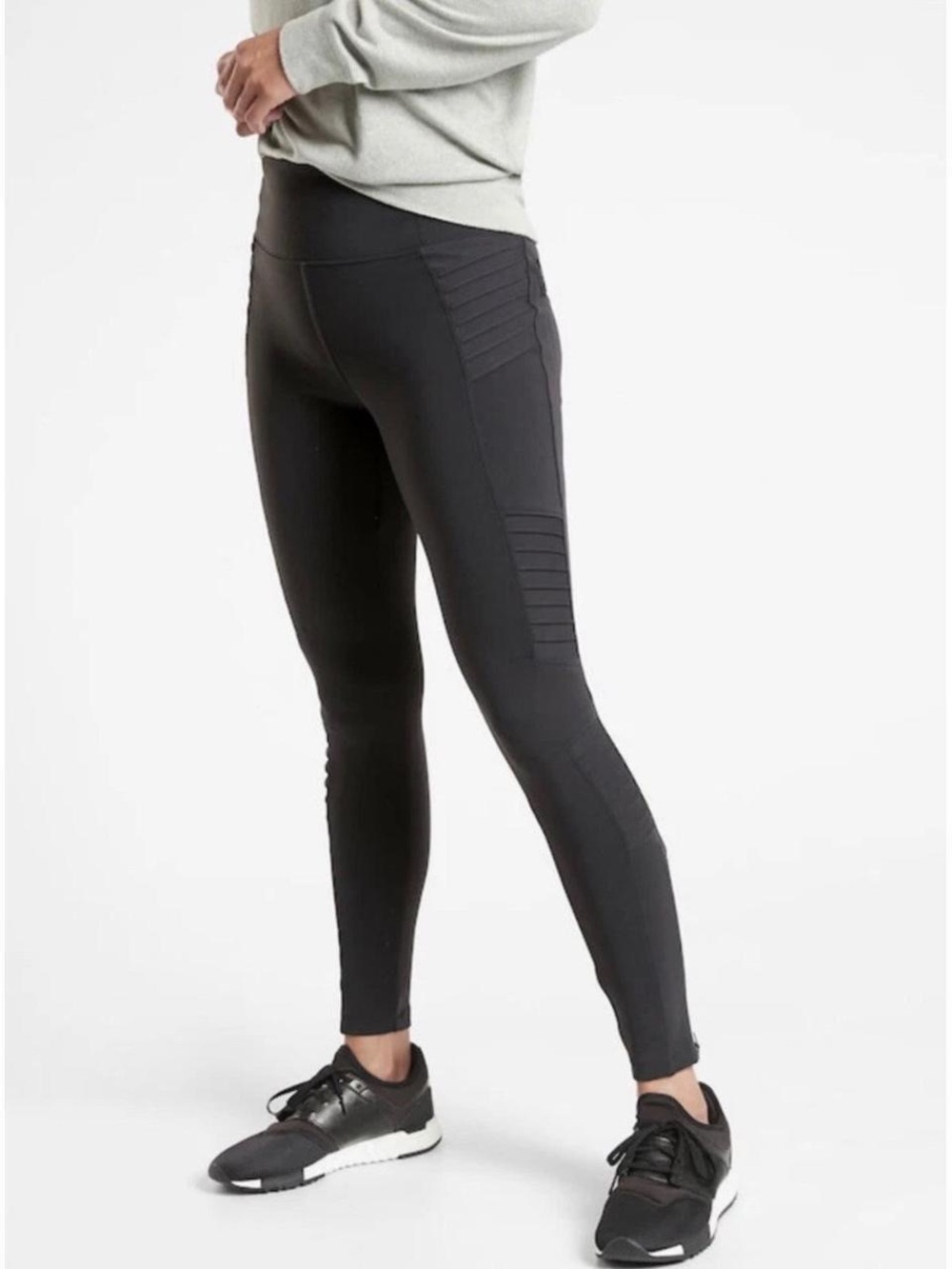 Athleta Black Moto Ribbed High-Waist Leggings Size Small EUC